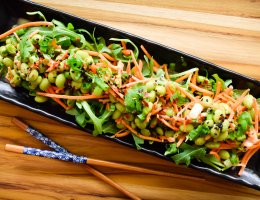 Thai Peanut Edamame and Carrot Salad