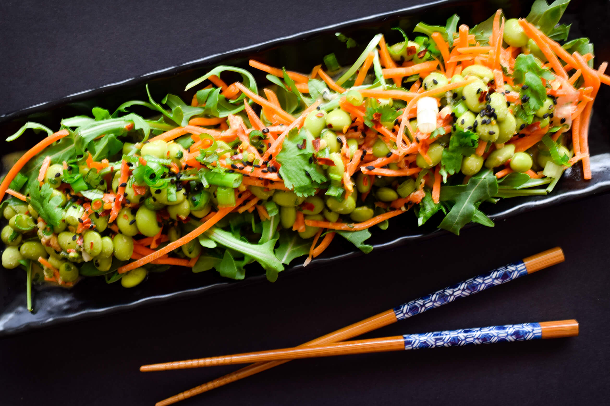 Thai Peanut Edamame and Carrot Salad