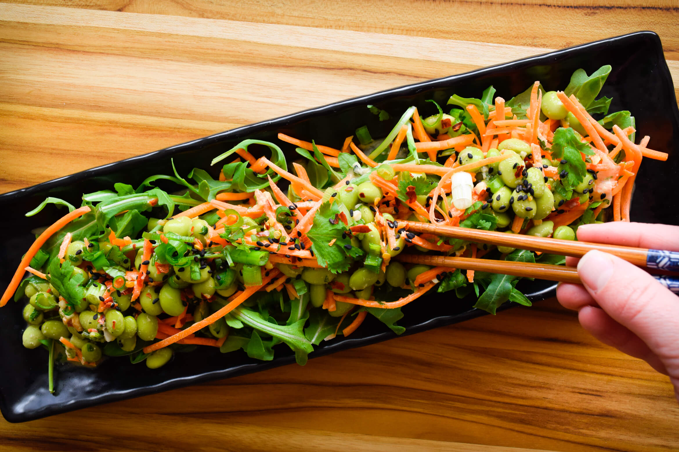 Thai Peanut Edamame and Carrot Salad