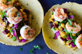 Shrimp Tacos with Mango Jicama Citrus Slaw